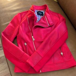 Desigual Leather moto jacket, red color size 36 EUR.